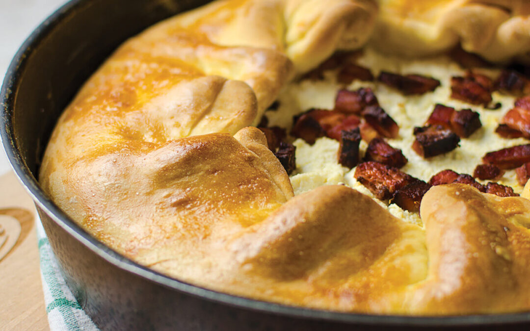 Cottage cheese pie and bacon